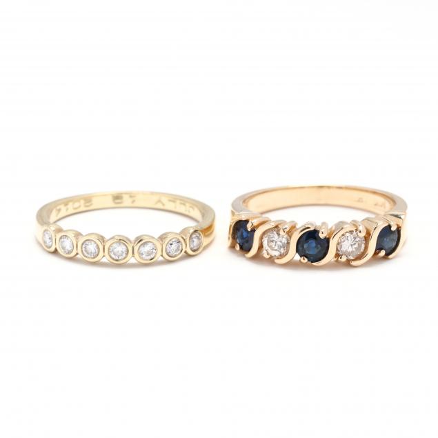 two-14kt-gold-and-gem-set-rings