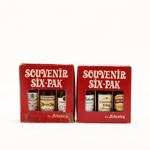 two-schenley-1960s-1970s-six-paks-12-total-mini-bottles