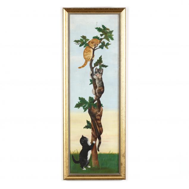 a-vintage-folk-art-painting-of-kittens-in-a-tree