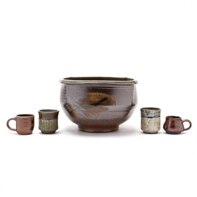 a-selection-of-five-cynthia-bringle-pottery-penland-nc