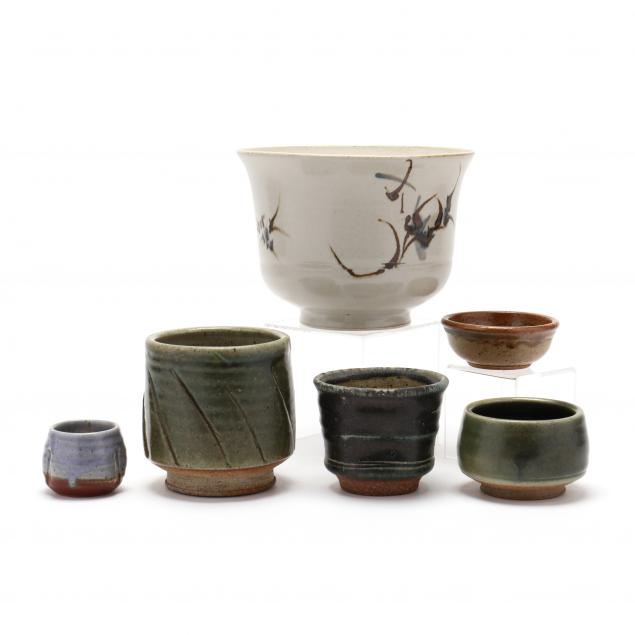 a-selection-of-six-cynthia-bringle-pottery-penland-nc