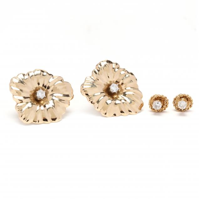 two-pairs-of-diamond-ear-studs-with-earring-jackets