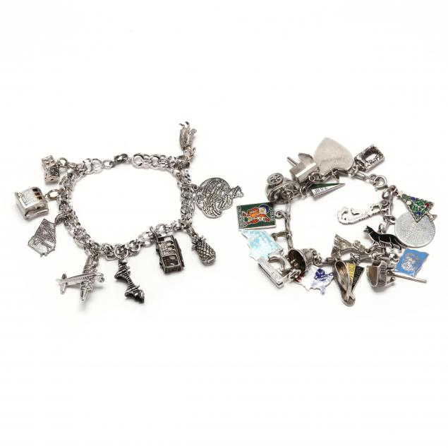 two-silver-charm-bracelets