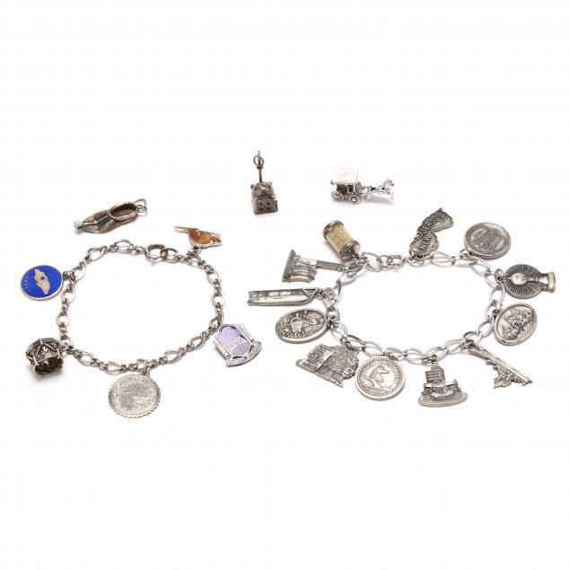 two-silver-charm-bracelets-and-loose-charms