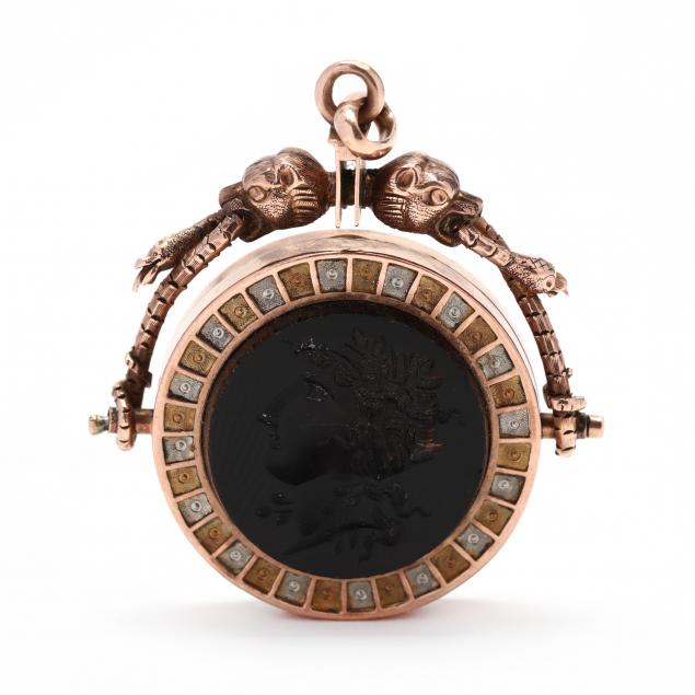 antique-tri-color-gold-and-gem-set-intaglio-locket