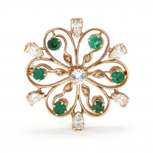 14kt-gold-and-gem-set-brooch