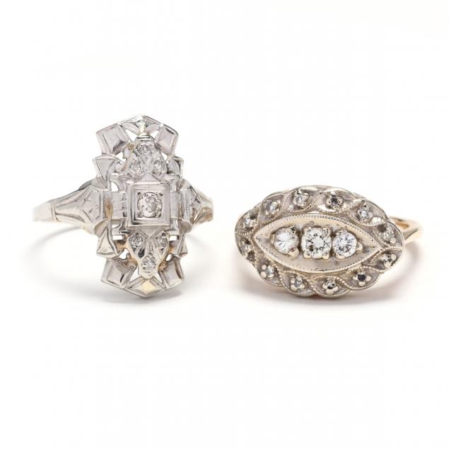 two-antique-14kt-gold-and-diamond-rings