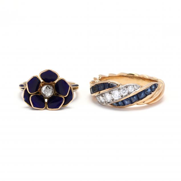 two-gold-and-gem-set-rings