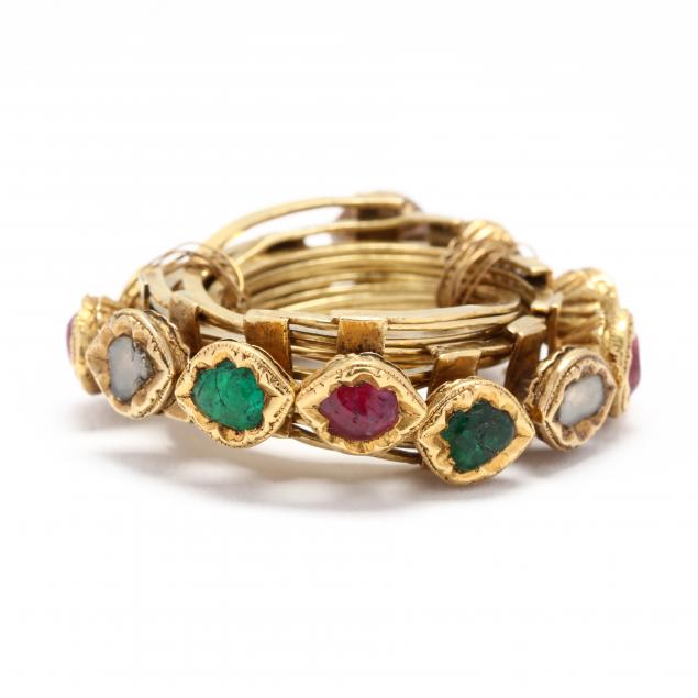 high-karat-gold-and-gem-set-puzzle-wedding-ring-indian