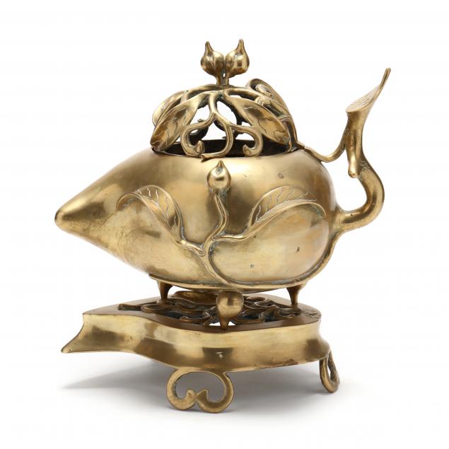 a-chinese-brass-peach-form-censer-with-stand