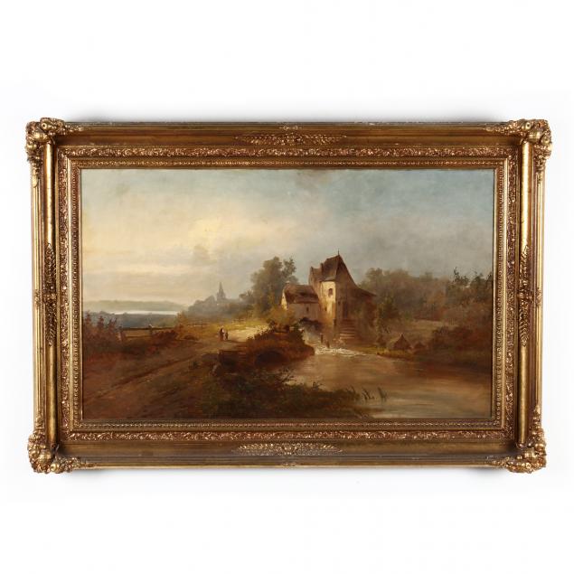 continental-school-19th-century-figures-in-a-pastoral-landscape-with-watermill