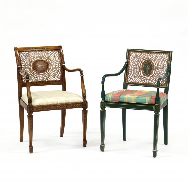 two-adams-style-painted-cane-back-arm-chairs