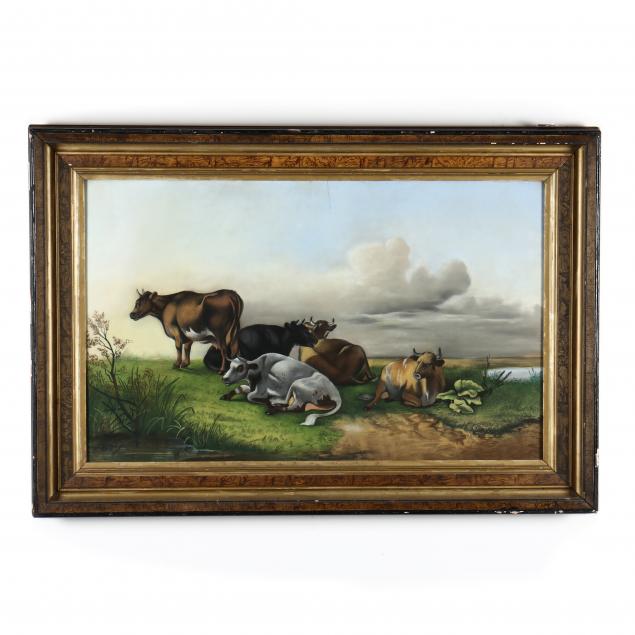 victorian-pastel-work-of-cows-in-evening-landscape