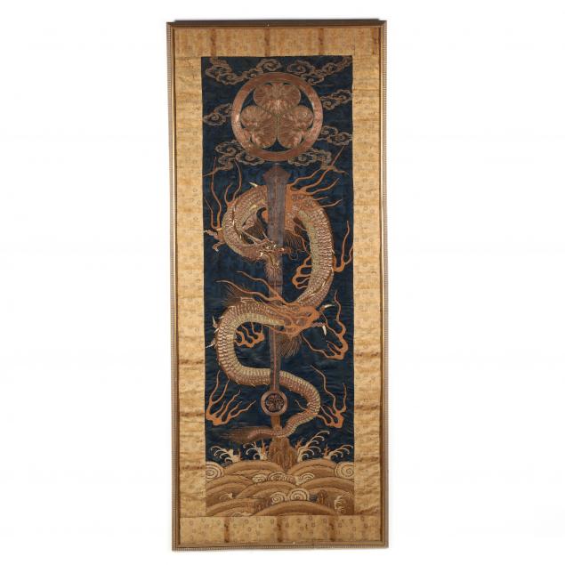 a-large-japanese-meiji-period-dragon-embroidered-panel