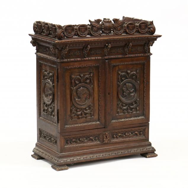 continental-carved-walnut-renaissance-revival-valuables-cabinet