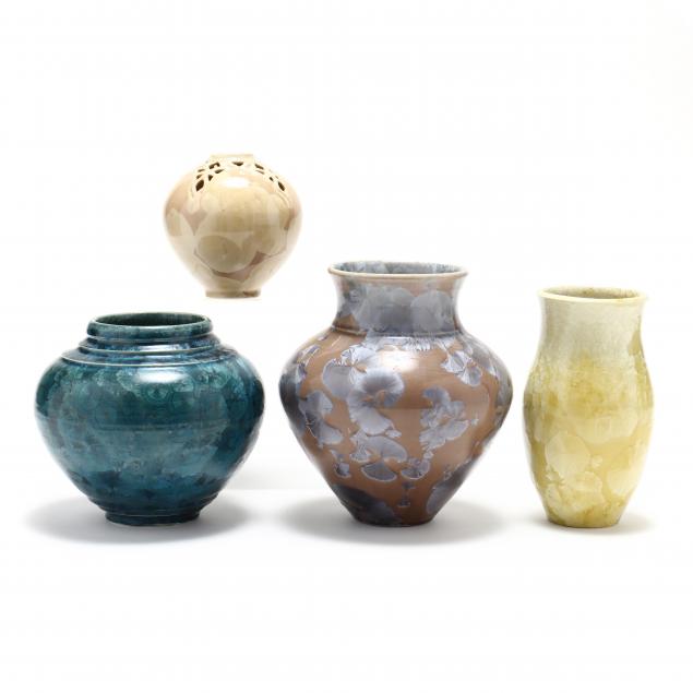 nc-pottery-group-of-four-crystalline-vases