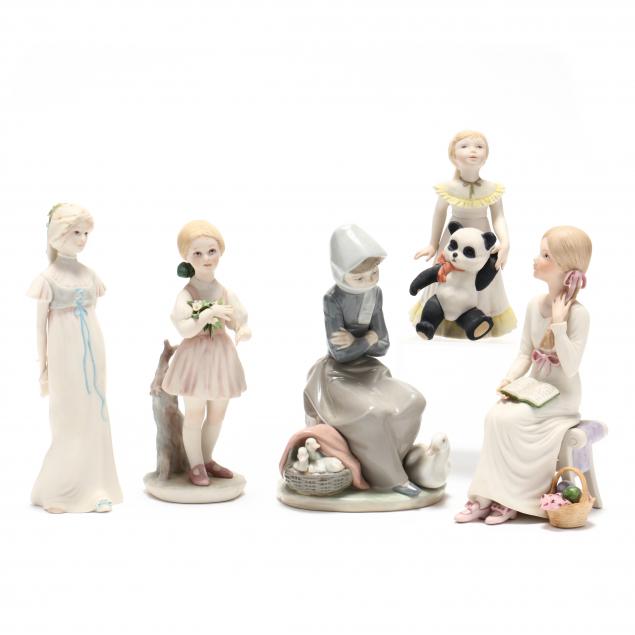 four-cybis-bisque-figures-and-a-lladro-figure