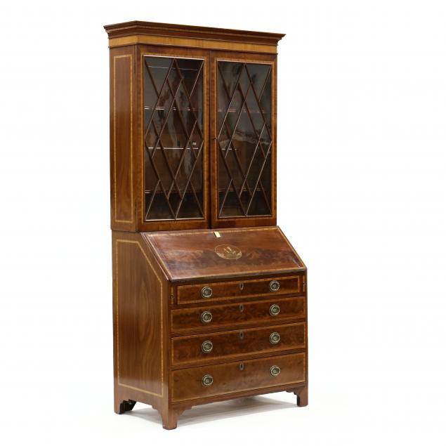 antique-english-inlaid-mahogany-secretary-bookcase