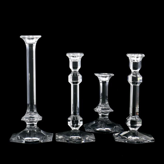 four-val-st-lambert-crystal-candlesticks