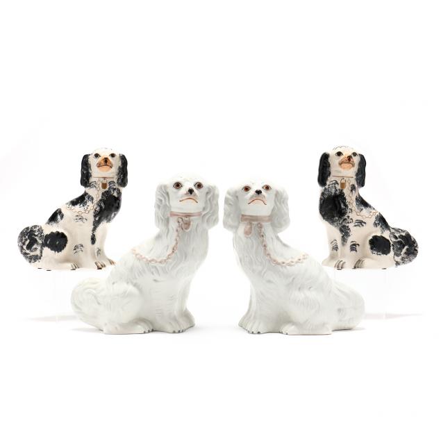 two-pairs-of-staffordshire-spaniel-mantel-ornaments