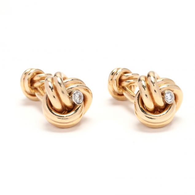 pair-of-14kt-gold-and-diamond-knot-motif-cufflinks-cartier