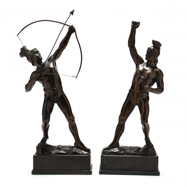 pair-of-continental-bronze-classical-archer-sculptures