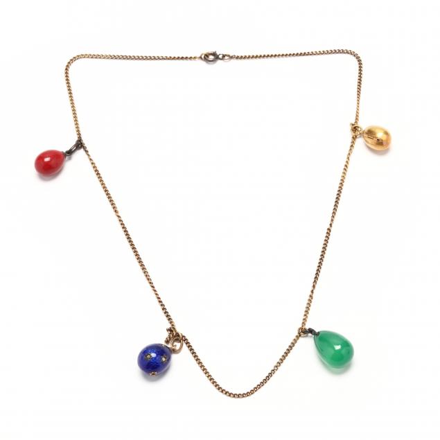 antique-gold-chain-necklace-with-gem-set-egg-charms
