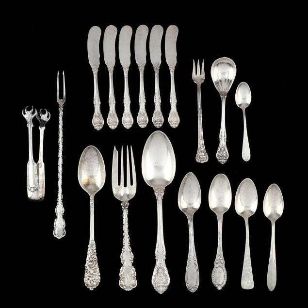 group-of-antique-and-vintage-sterling-silver-flatware