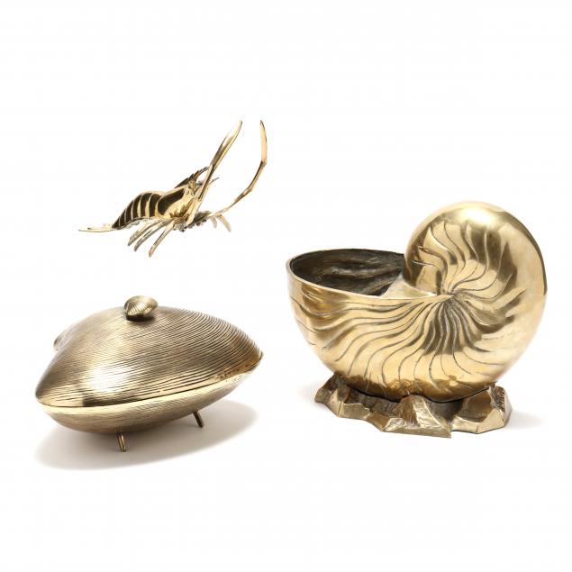 three-vintage-brass-nautical-decorative-items