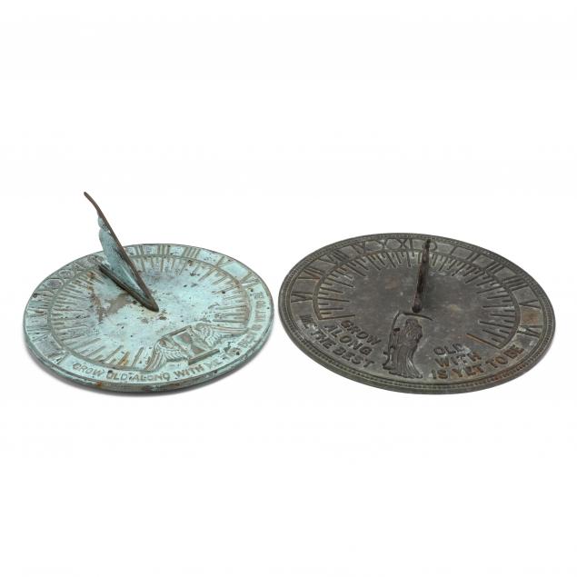 two-vintage-bronze-sundials