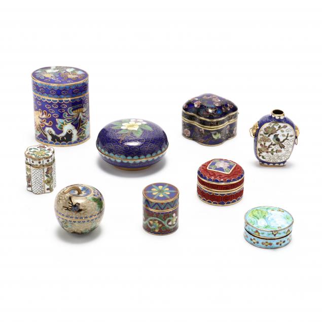 nine-asian-cloisonne-boxes