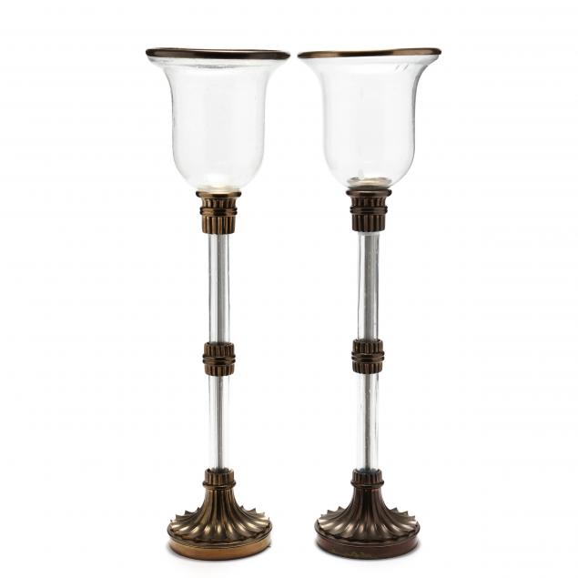 attributed-to-chapman-pair-of-brass-and-glass-candlesticks