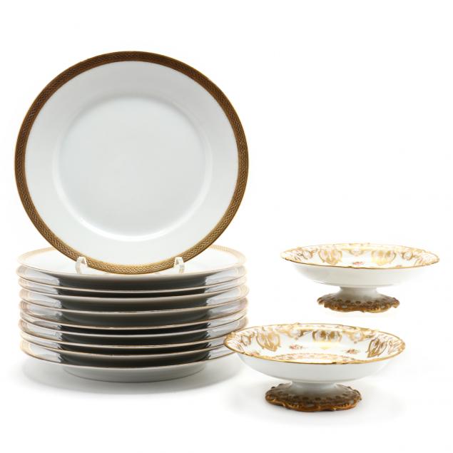 limoges-set-of-two-compotes-and-ten-richard-ginori-plates