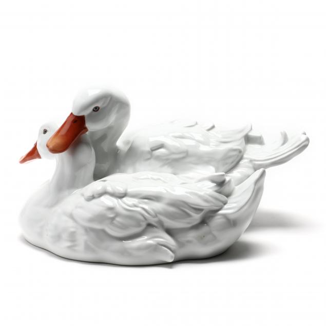 large-herend-porcelain-ducks-natural-decoration