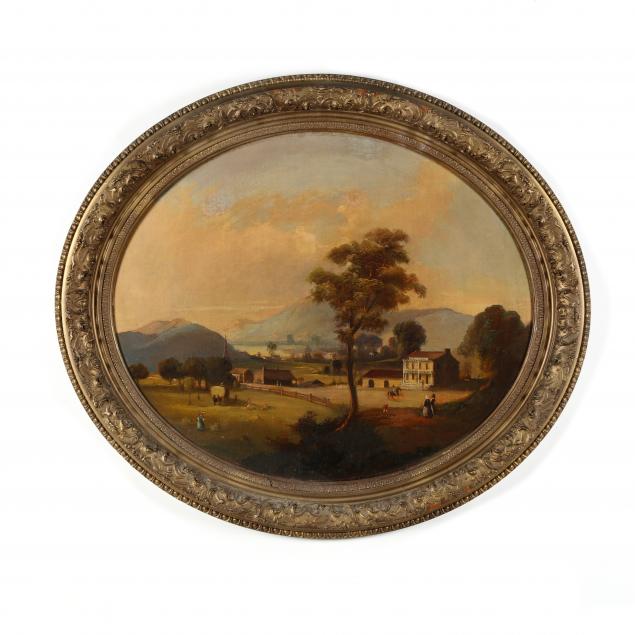 antique-hudson-river-valley-landscape-painting-with-union-hotel