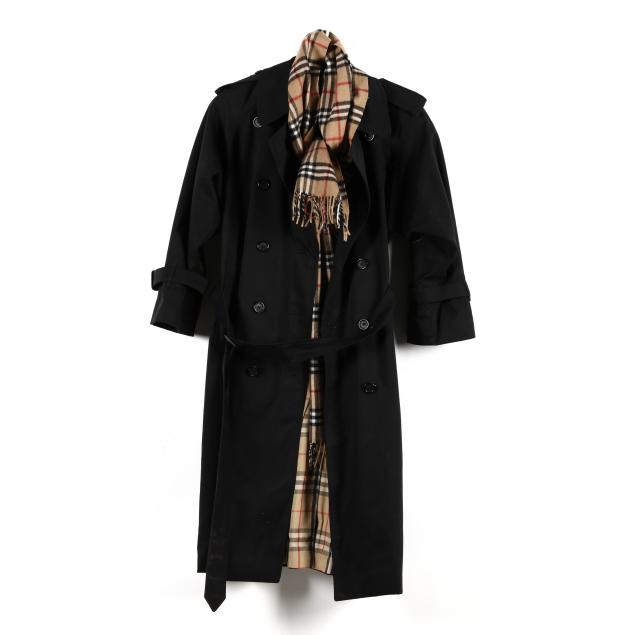 two-burberry-items-a-raincoat-and-scarf