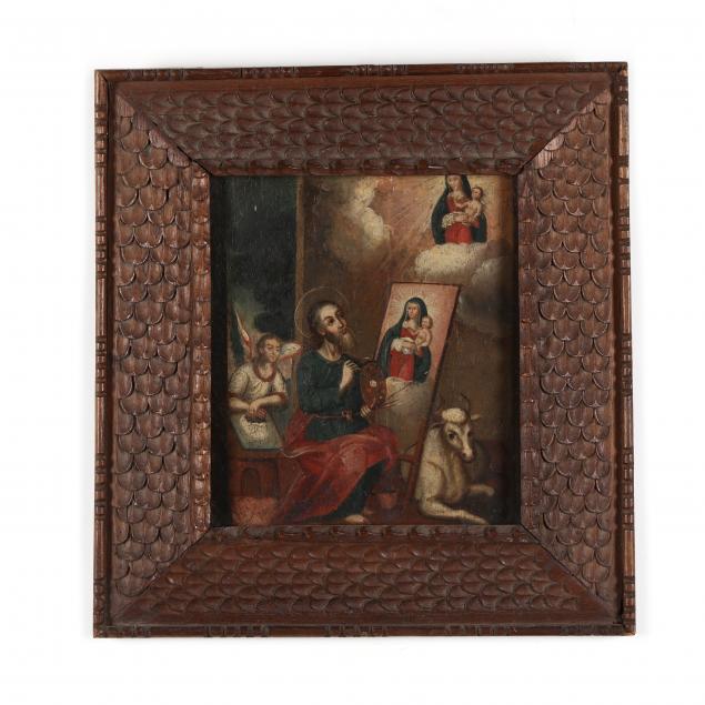antique-devotional-image-of-saint-luke-painting-the-virgin-and-child