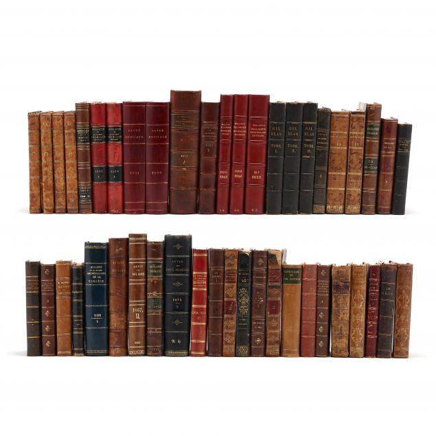 collection-of-46-antique-and-vintage-leather-bound-books-in-french