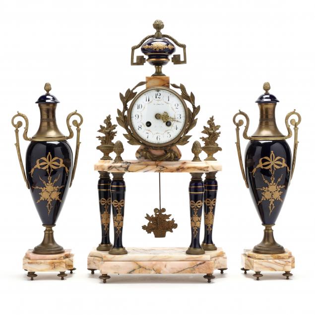 french-three-piece-clock-garniture-set