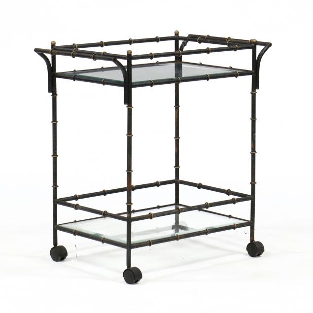 faux-bamboo-metal-and-glass-bar-cart