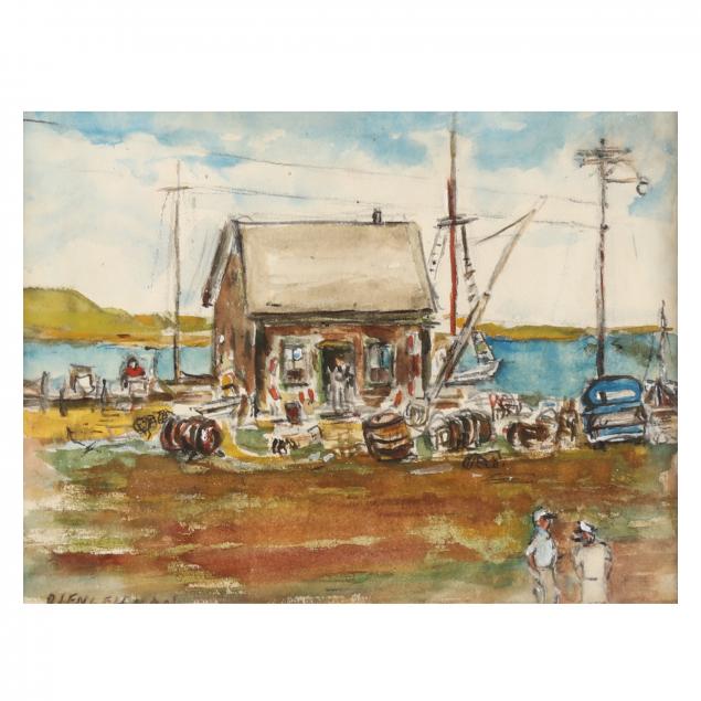 r-g-engelsman-american-20th-century-fishing-harbor-scene