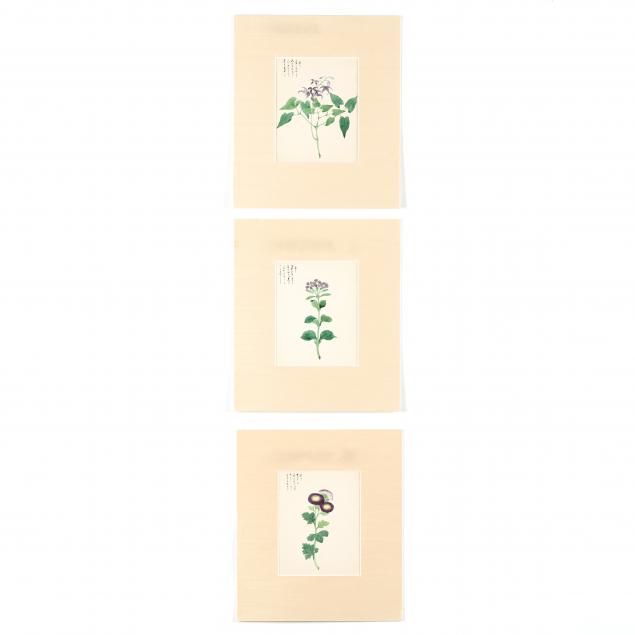 three-japanese-floral-paintings-on-paper