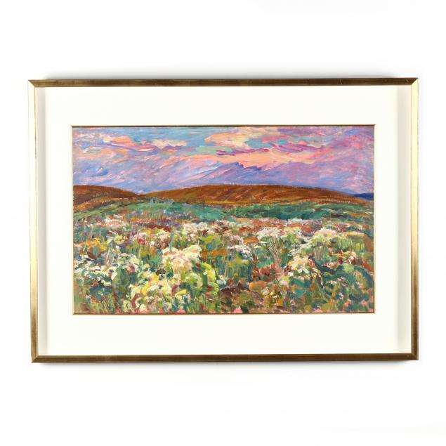 russian-school-20th-century-an-impressionist-landscape-at-sunset