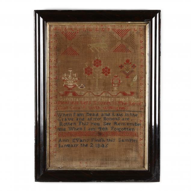 framed-needlework-sampler-ann-evans-1846