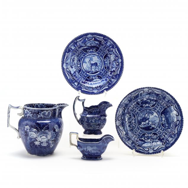 a-grouping-of-antique-flow-blue-china