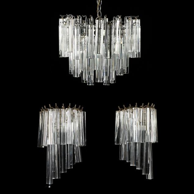 venini-vintage-triedri-prism-chandelier-and-pair-of-sconces