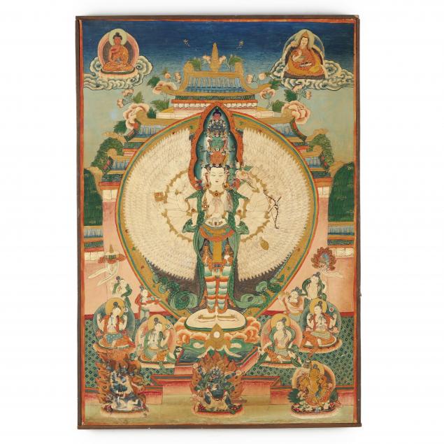 a-nepalese-thousand-armed-avalokitesvara-thangka-painting