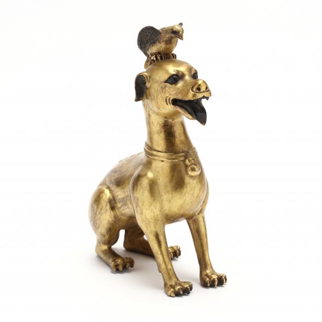 a-chinese-gilt-bronze-dog-with-hawk