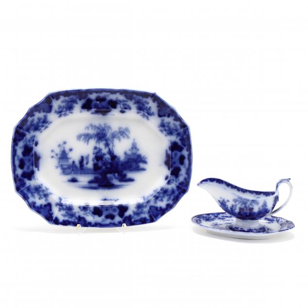 antique-flow-blue-ironstone-i-scinde-i-platter-and-gravy-boat