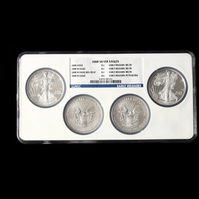 ngc-certified-2008-silver-eagle-1-set-of-four-one-ounce-coins